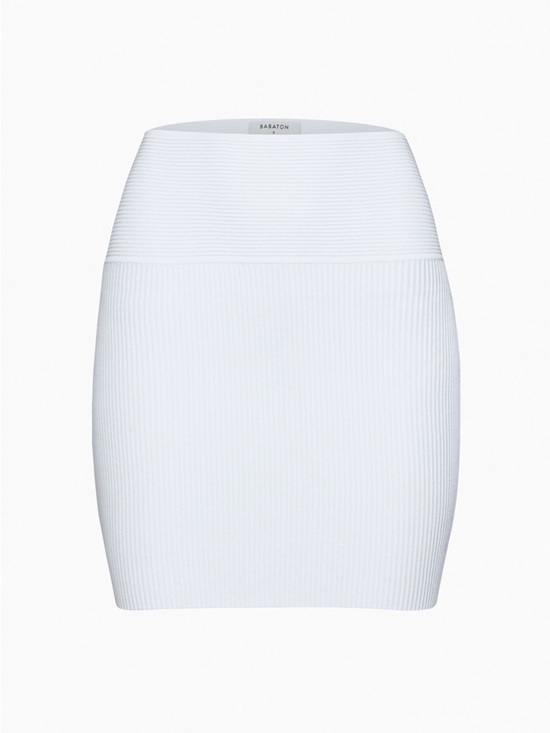 Babaton Dresses & Skirts - Babaton Andres Sculpt Knit Mini Skirt Ribbed White